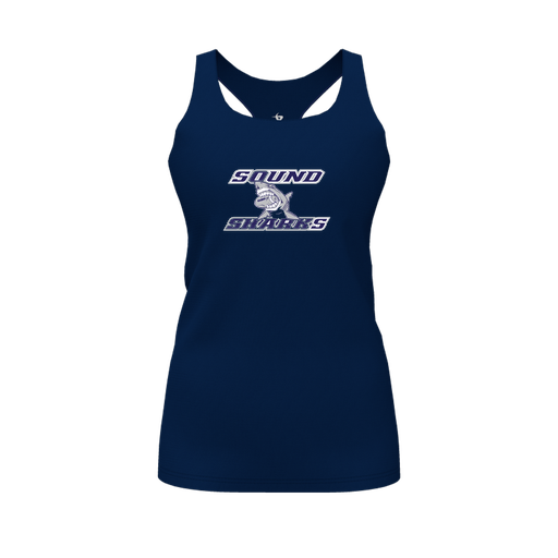 [FT0TRBNV-FYS-LOGO1] Decker Racerback Tank Top (Female Youth S, Navy, Logo 1)