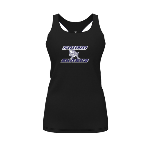 [FT0TRBBK-FYS-LOGO1] Decker Racerback Tank Top (Female Youth S, Black, Logo 1)