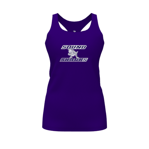 [FT0TRBPP-FYS-LOGO1] Decker Racerback Tank Top (Female Youth S, Purple, Logo 1)